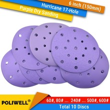 10PCS 6 Inch(150mm) Hurricane 17-Hole 60#-600# Grit Hook&Loop Sanding Discs for Dry Sanding Abrasive Flocking Sandpaper 2024 - buy cheap