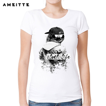 2019 moda Vintage Sloth Design camiseta mujer Animal personalizado impreso camiseta verano Hipster mujer Camisetas de manga corta 2024 - compra barato