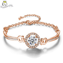 Fashion 925 Sterling Silver Tennis Bracelets Bangles Inlaid White Cubic Zirconia Jewelry for Women Female Rose Gold Color 2024 - buy cheap