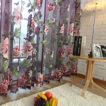 Redcolourful 3D Orchid Floral Tulle Sheer Fabric Window Curtain Luxury Curtains for Living Room Bedroom Kitchen Decoration 2024 - buy cheap