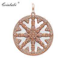 Pendant Karma Wheel Rose Gold 925 Sterling Silver For Women Girls Trendy Gift Europe Chains Jewelry Pendant Fit  Necklace 2024 - buy cheap