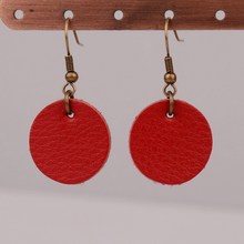 Rainbery Boho Genuine Leather Round Dangle Statement Earrings For Fashion Trendy Jewelry Women Leather Earrings JE0946 2024 - buy cheap