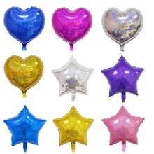 Globos de aluminio con forma de corazón y Estrella, Globos inflables de helio para decoración de bodas, Baby Shower y fiestas de cumpleaños, 18 pulgadas, 10 unids/lote 2024 - compra barato