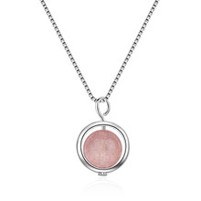 Colar pingente cristal rosa feminino, joia banhada a prata alta qualidade 2024 - compre barato