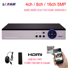 LOFAM 5MP AHD CCTV видео регистратор системы наблюдения DVR 4CH 8CH 16CH безопасности DVR NVR для аналогового AHD IP камера 5.0MP H.265 3g DVR 2024 - купить недорого