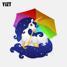 YJZT-pegatina impermeable de PVC para coche, paraguas divertido de poni con arcoíris, 13CM x 14CM, 5-0795 2024 - compra barato