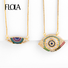 FLOLA Turkish Evil Eye Necklace Multicolored Cheap Chain Necklaces  Pendants Jewelry Long Chain Necklace collares largos nkep19 2024 - buy cheap