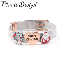 Vinnie Design Jewelry Stainless Steel Mesh Christmas Charms Wrap Bracelet Set Dropshipping 2024 - buy cheap