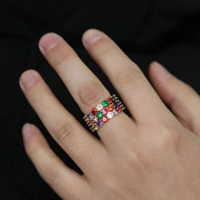Женское разноцветное кольцо наивысшего качества для маленькой девочки, ювелирное изделие радужного цвета с фианитами, тонкое Золотое кольцо в подарок, 2019 2024 - купить недорого