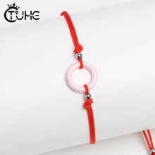 Healthy Ceramic Round Circle Bracelet Lucky Red String Bracelets & Bangles for Women Kids Handmade Jewelry 2024 - buy cheap