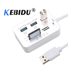 Мультиконцентратор kebidu Mini Usb 3,0 с кардридером, высокоскоростной комбинированный хаб с MS/SD/M2/TF, с 3 портами, USB-разветвитель для ПК и ноутбука 2024 - купить недорого