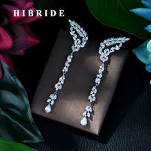 HIBRIDE-pendientes largos elegantes para boda y fiesta, joyería de alta calidad AAA, transparente, Circonia cúbica, cristal Vintage, E-55 2024 - compra barato