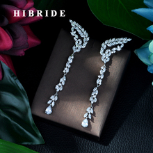 HIBRIDE Elegant Long Earrings for Wedding Party Top Quality AAA Clear Cubic Zirconia Crystal Vintage Drop Earrings Bijoux E-55 2024 - buy cheap