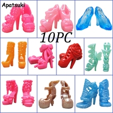 Zapatos de tacón alto a la moda para muñeca Barbie, sandalias para muñeca Barbie, zapatos para muñeca Barbie, atuendo, vestido, muchos diseños, juguete, 10 par/lote, 1/6 2024 - compra barato