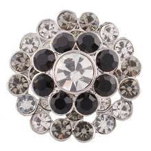 Flower Brooch for Women Kids Girls crystal jewelry silver Color black white Enamel Brooches Jewelry fit 18MM 20MM Snaps jewelry 2024 - buy cheap