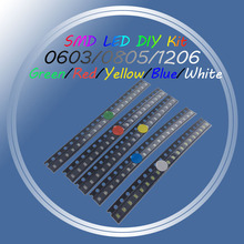 100 pces = 5 cores x 20 pces 1206 0805 0603 diodo led sortimento smd led diodo kit verde/vermelho/branco/azul/amarelo 2024 - compre barato