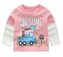 Kids Cotton Long Sleeve T Shirt brand Cartoon Dinosaur car casual boy baby toddler Tops girl Tees Spring Autumn Children clothes 2024 - buy cheap