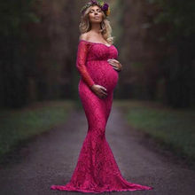 Maternity Lace Long Maxi  Off Shoulder Casual Lace Fancy Dress Pregnant Women Gown Photography Props Dress Clothes 2024 - buy cheap