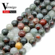 Natural Stone Beads Faceted Africa Bloodstone Loose Beads For Jewelry Making 4 6 8 10mm Diy Bracelet Necklace 15inches Perles 2024 - buy cheap