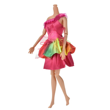 1 Pcs Fashion Summer One Shoulder Doll Dress Rainbow Color Flower Pincess Party Dress For  s Dolls 2024 - buy cheap