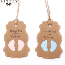 50pcs/set Kraft Paper Baby Ankle Gift Tags Label with Rope Gift Cards For DIY Baby Shower Birthday Wedding Favor Party Supply 2024 - buy cheap