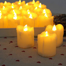 12pcs Flameless Candles With Timer/Electric Amber Yellow Candle LED Tea Light Home Dinner Room Party Decor/Big Votive Candles 2024 - buy cheap