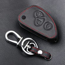 3 Button Genuine Leather Car Remote Key Fob Shell Cover Case For Alfa Romeo 147 166 156 JTD TS GT Key Skin Holder Protector 2024 - buy cheap