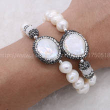 Natural pearl beads druzy bracelet bangle free form round pearl beads handcrafted bracelet bangle Fashion gem for women 785 2024 - buy cheap