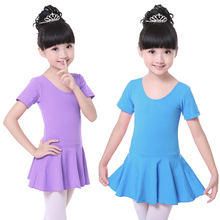 2017 Child Cotton Ballet Leotards Kids Long/Short Sleeve Ballet Dance Dress Girls Round-neck Gymnastics Skirt 2024 - buy cheap