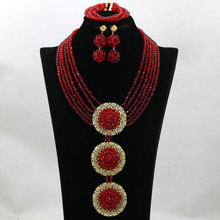 New Arrival !Simple Wine Red Wedding Bridal Necklace Jewelry Set Nigerian Wedding Red Pendant Necklace Set Free Shipping HX945 2024 - buy cheap