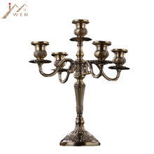 Imuwen candelabros de metal em bronze, 5 braços/3 braços, suporte de velas, decoração de casamento, castiçais, suporte de mesa, peça central 2024 - compre barato