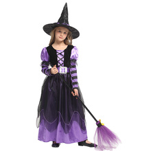 HUIHONSHE Хэллоуин, костюм ведьмы для девочек, костюм детский костюм ведьмы длинное платье со шляпой, одежда для детей Детский костюм для костюмированной вечеринки Вечерние 2024 - купить недорого