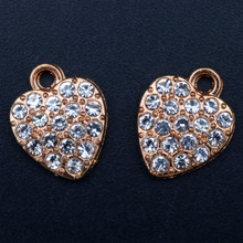 Colgante de corazón de diamantes de imitación de oro Kc hecho a mano, abalorio artesanal, collar de moda, pulsera, fabricación de joyas, 14x11mm A1707, 8 Uds. 2024 - compra barato