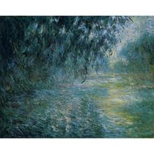 Pintura de Claude Monet Morning sobre el Sena bajo la lluvia, lienzo de alta calidad, decoración del hogar pintada a mano 2024 - compra barato
