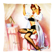 Vintage Pin Up Girl Background Two Side Printed Throw Pillow Case&Cotton Linen Cushion Cover 17.7"X17.7"(45 X 45CM) 2024 - buy cheap