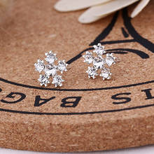 Crystal Snowflake Stud Earrings for Women Snow Flower Earring Fashion Jewelry Cute Brincos Bijoux Christmas Day Gift 2018 2024 - buy cheap