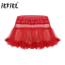 Mens Sissy Lingerie Night Skirts Satin Elastic Waistband Frilly Ruffled Soft Tulle Layered Skirt Short Babydolls Mini Tutu Skirt 2024 - buy cheap