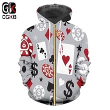 OGKB Hoodies Men/women Hooded Casual Winter Coat Print Poker 3d Sweatshirts Coat Zipper Cardigan Hoody Long Sleeve Hooded Jacket 2024 - buy cheap