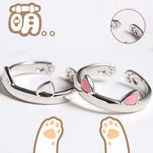 Серебряное кольцо с кошачьими ушками, открытое дизайнерское милое модное ювелирное изделие, кольцо для женщин, девушек, детей, подарок, регулируемое кольцо, оптовая продажа 2024 - купить недорого