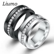 Liumo черный цвет с кристаллом 316L нержавеющая сталь Мужские Простые обручальные кольца Lr793 2024 - купить недорого