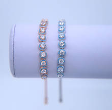 Luxury CZ Bridal Jewelry Silver Color Round Shape Big Cubic Zirconia Bracelets Bangles with turquoises paved adjust bracelet 2024 - buy cheap