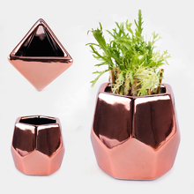 LETAOSK Rose Gold Glazed Plating Ceramic Plant Vase Luxury Pot Flower Box Gloss Planter Garden Home Office Desktop Decor 2024 - buy cheap