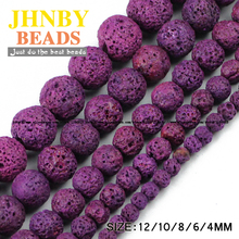 JHNBY Purple Lava beads Natural Stone beads Volcanic rock High quality 4/6/8/10/12MM Round Loose beads for jewelry making DIY 2024 - buy cheap