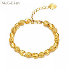 MGFam (17cm+3.5cm ) Bead Hollow Bracelets Jewelry For Sweet Women Creative Designs Pure Gold Color Allergy Free 2024 - buy cheap