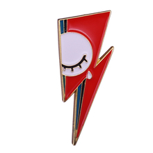 Cute Lightning enamel pin David Bowie inspired eye brooch sad tears badge crying art jewelry ziggy stardust pins music accessory 2024 - buy cheap