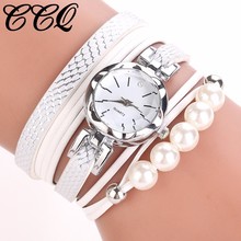 CCQ Модные женские кожаные браслеты, жемчужные наручные часы, роскошные повседневные женские серебряные часы, часы Relogio Feminino, Прямая поставка 2024 - купить недорого