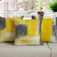 Modern Simple Yellow And Gray Cushion Creative Oil Painting Graffiti Abstract Personality Sofa Throw Pillows For Office Chair 2024 - buy cheap