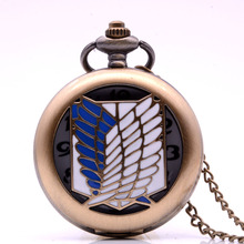 Unisex Unique Design Mens Womens Attack on Titan Wings of Liberty Quartz Pocket Watch Watch Gift relogio de bolso Bronze 2024 - buy cheap