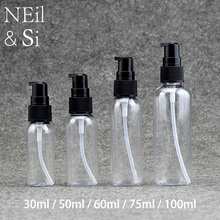 30ml/50ml/60ml/75ml/100ml Plastic Pump Spray Bottle Cosmetic Cream Shampoo Lotion Press Bottles Black/White lid Free Shipping 2024 - buy cheap