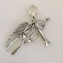 Vintage Steampunk Scissor Hairdryer Hairdresser Angel Wing Clip On Charms Pendant For Jewelry Bracelet Crafts Accessories 2024 - buy cheap